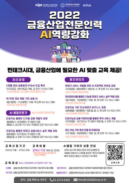 한국핀테크지원센터, ‘2022 금융특화 계층별 AI역량강화’ 참가자 모집