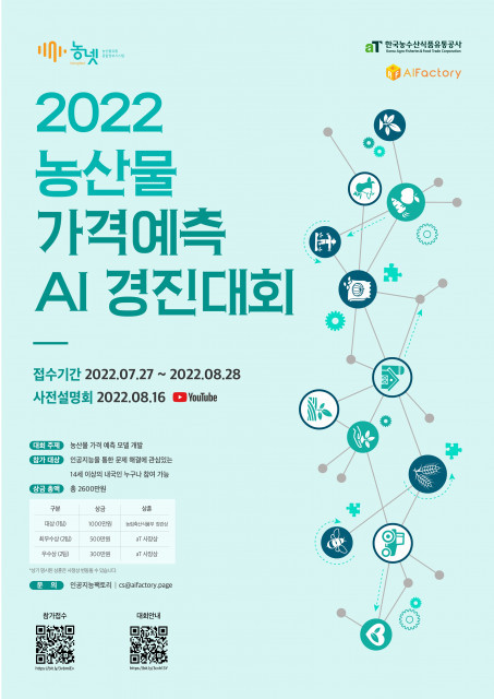 한국농수산식품유통공사, ‘농산물 가격 예측 AI 경진대회’ 개최